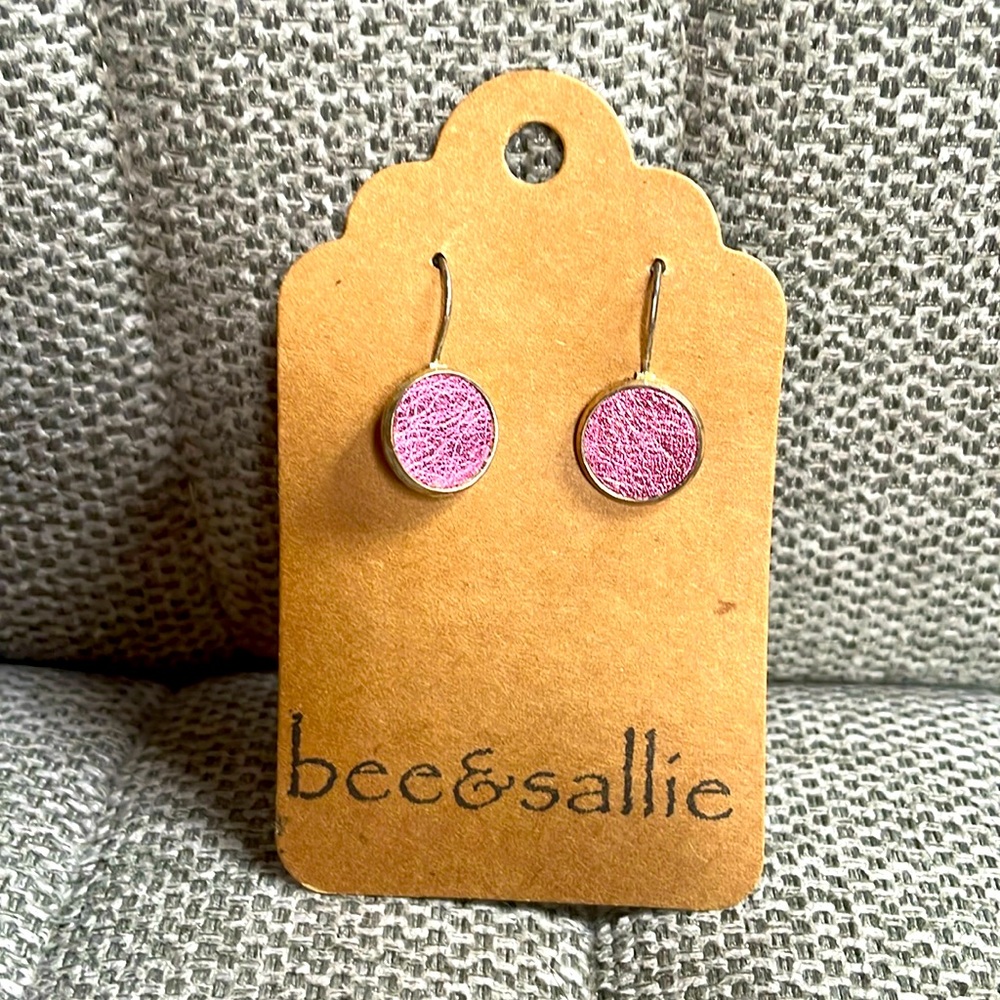 3/$20 NEW! Pink genuine leather earrings. Nickel free